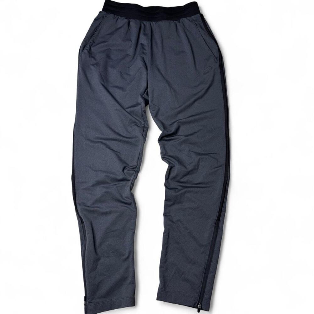 ASICS Track Pants Dark Gray Zip Ankle Stretch Size S